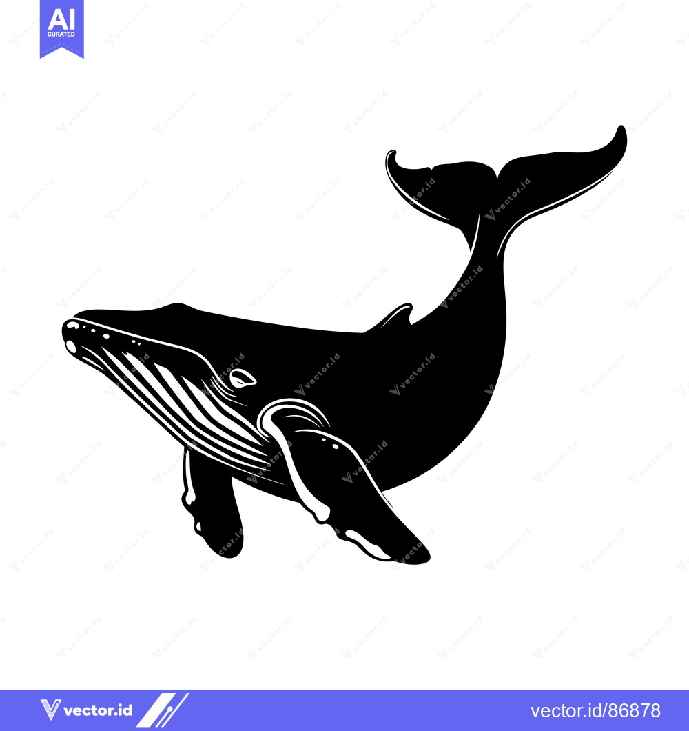 Premium Vector dari Black and White Silhouette of a Humpback Whale Jumping Out of the Wate