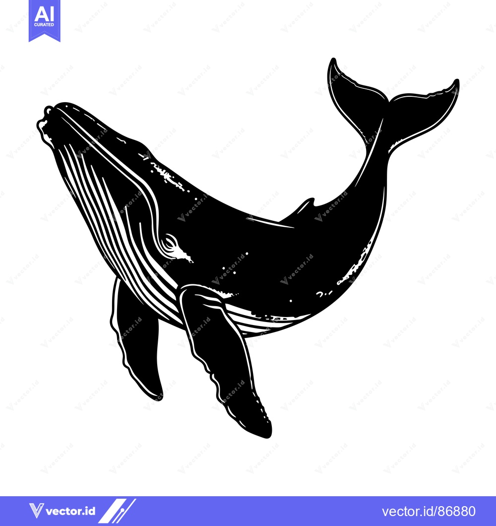 Premium Vector of Black and White Silhouette of a Humpback Whale