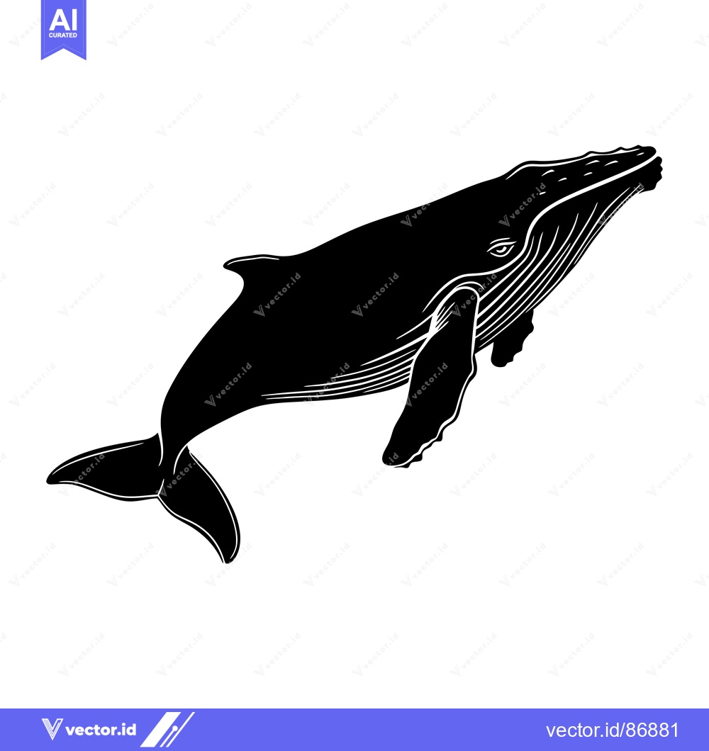 Premium Vector of Black and White Silhouette of a Humpback Whale
