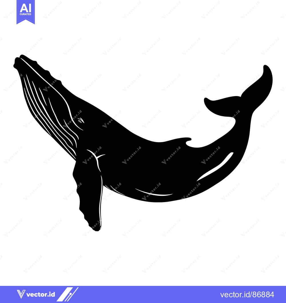 Premium Vector of Black and White Silhouette of a Humpback Whale
