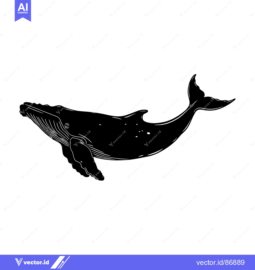 Premium Vector of Black and White Silhouette of a Humpback Whale