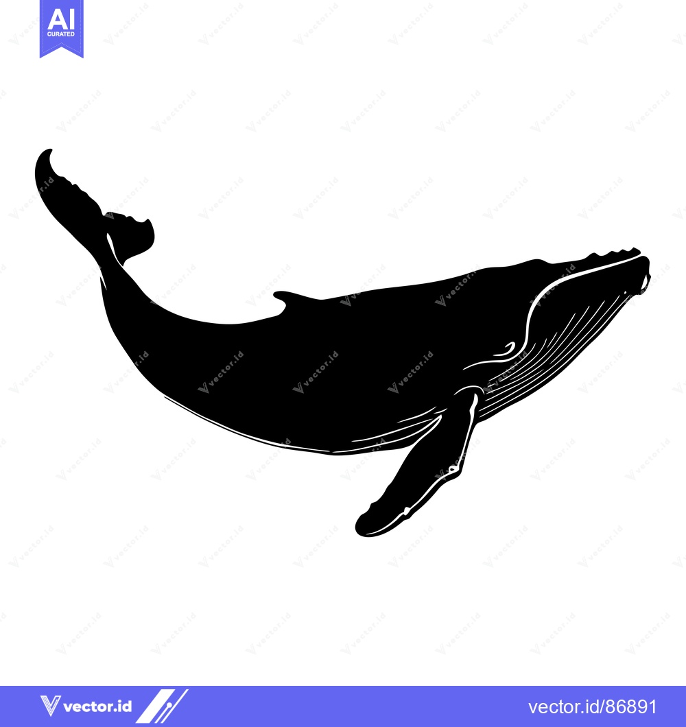 Premium Vector dari Black and White Silhouette of a Humpback Whale