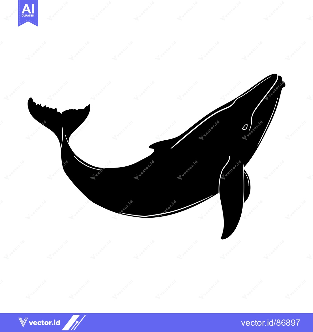 Premium Vector of Black Silhouette of a Humpback Whale Swimming