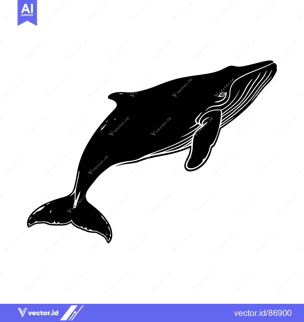Premium Vector dari Black and White Silhouette of a Humpback Whale