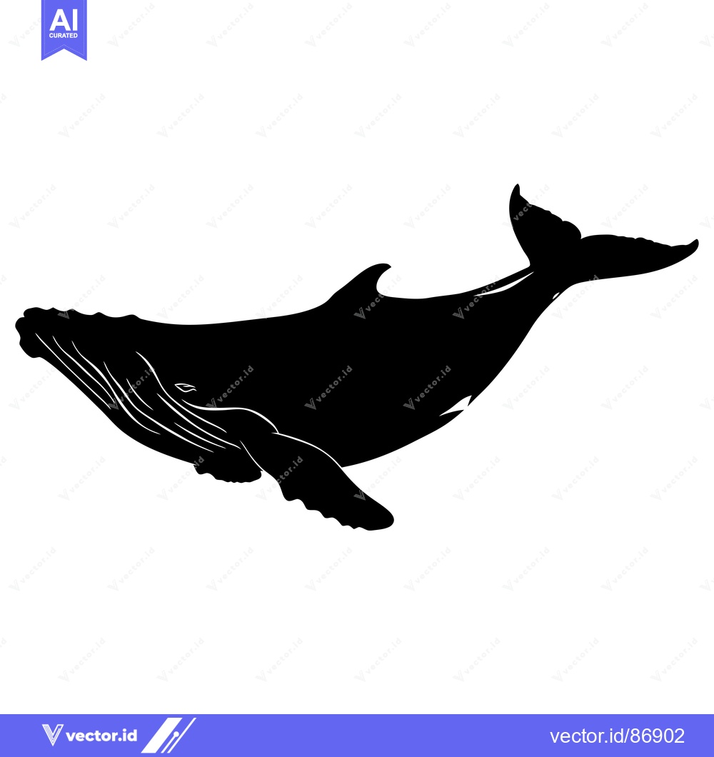 Premium Vector of Black and White Silhouette of a Humpback Whale