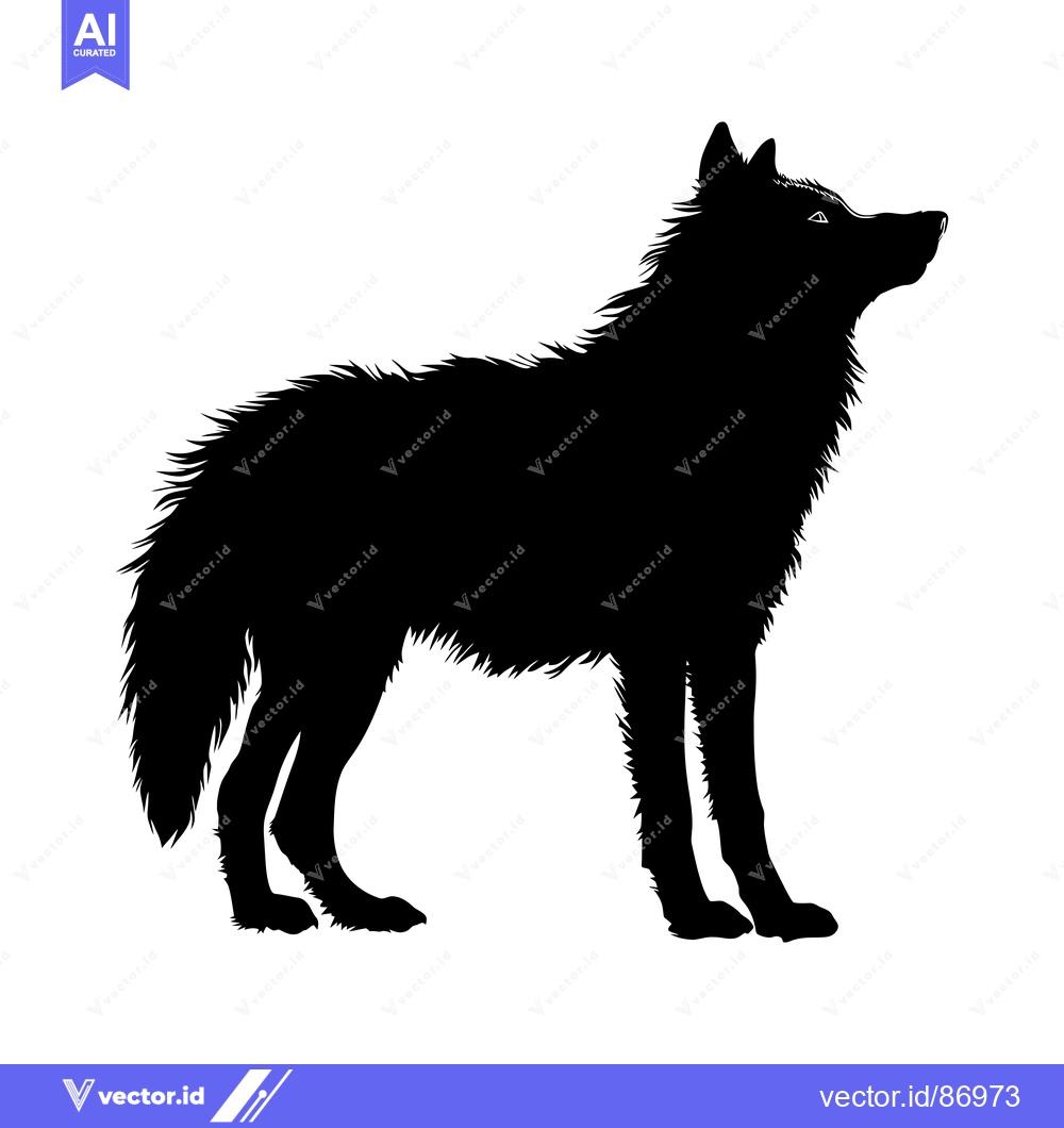 Premium Vector dari A Silhouette of a Wolf Looking Upward