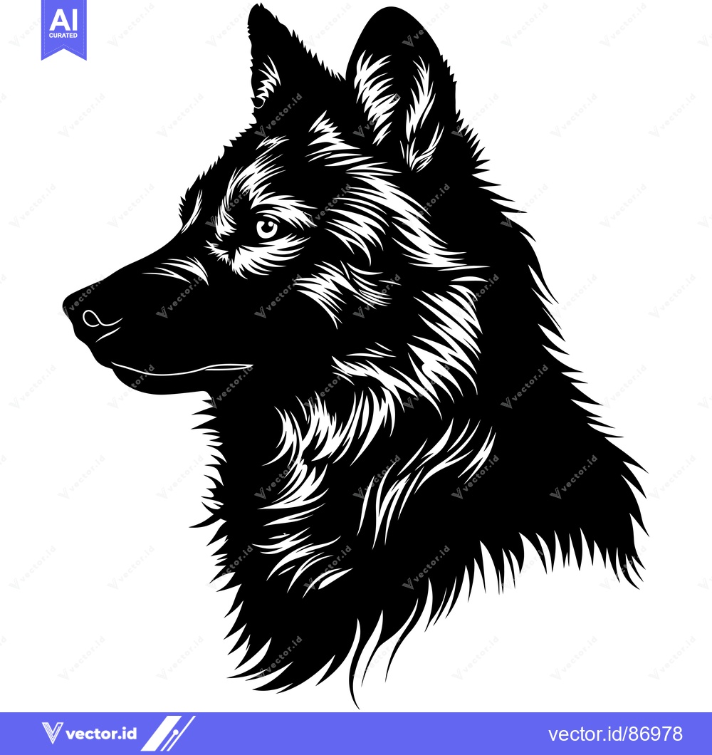 Premium Vector of Silhouette of a Wolf's Head with Detailed Fur