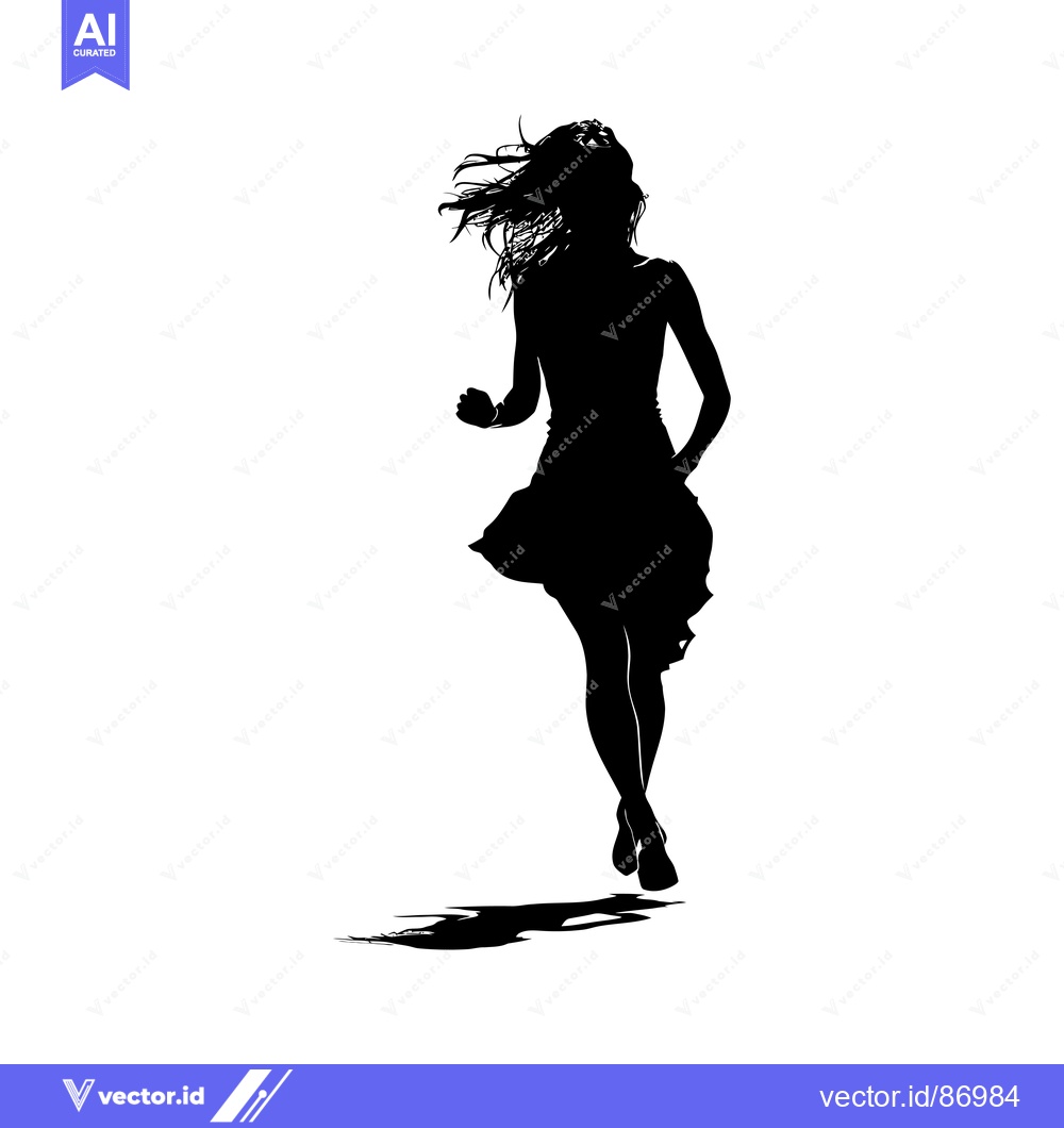 Premium Vector of Silhouette of a Woman Running with Long Hair Flowing