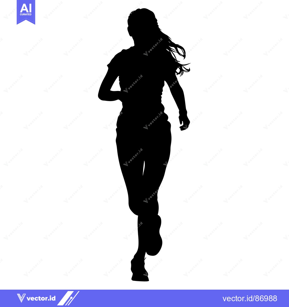 Premium Vector of Silhouette of a Woman Running Forward