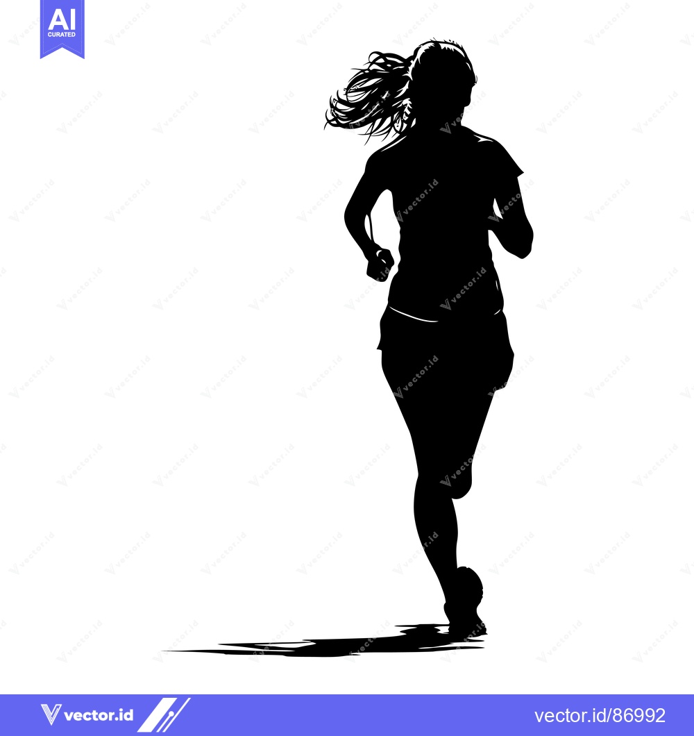 Premium Vector dari Silhouette of a Woman Running with Flowing Hair