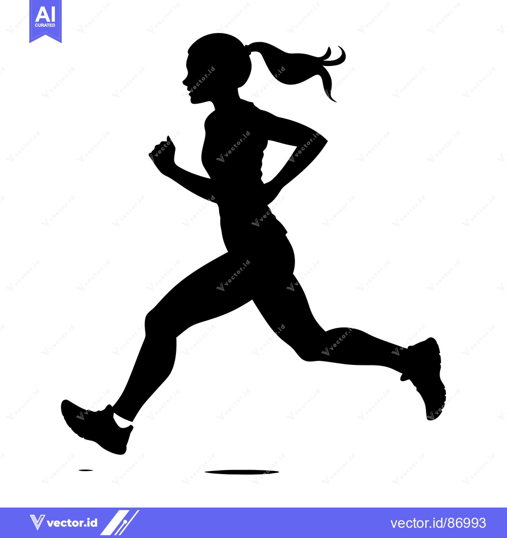 Premium Vector dari Silhouette of a Woman Running with a Ponytail