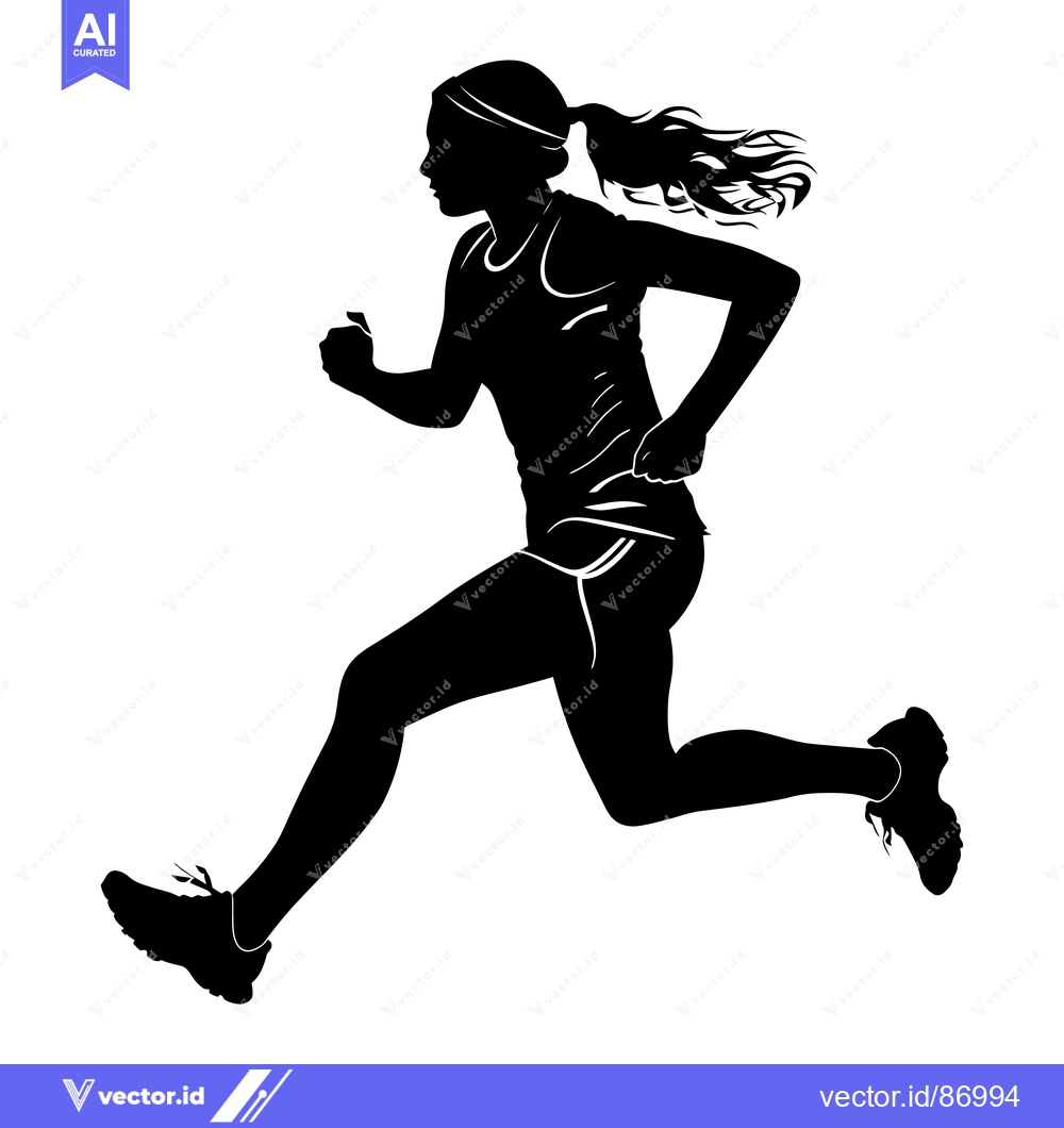 Premium Vector of Silhouette of a Female Runner in Mid-Stride