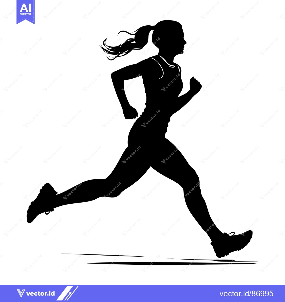 Premium Vector dari Silhouette of a Woman Running with Her Hair Tied Back