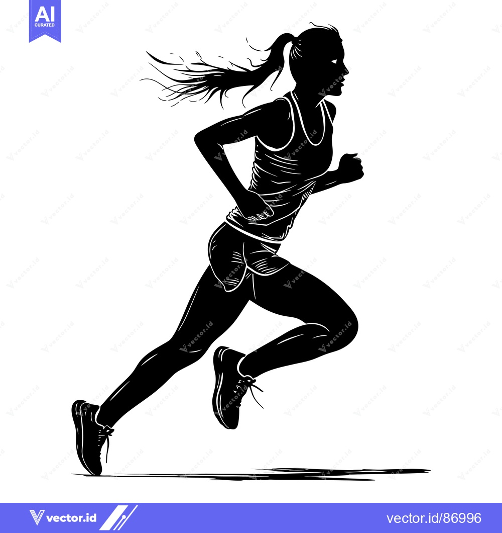 Premium Vector of Silhouette of a Female Runner in Motion