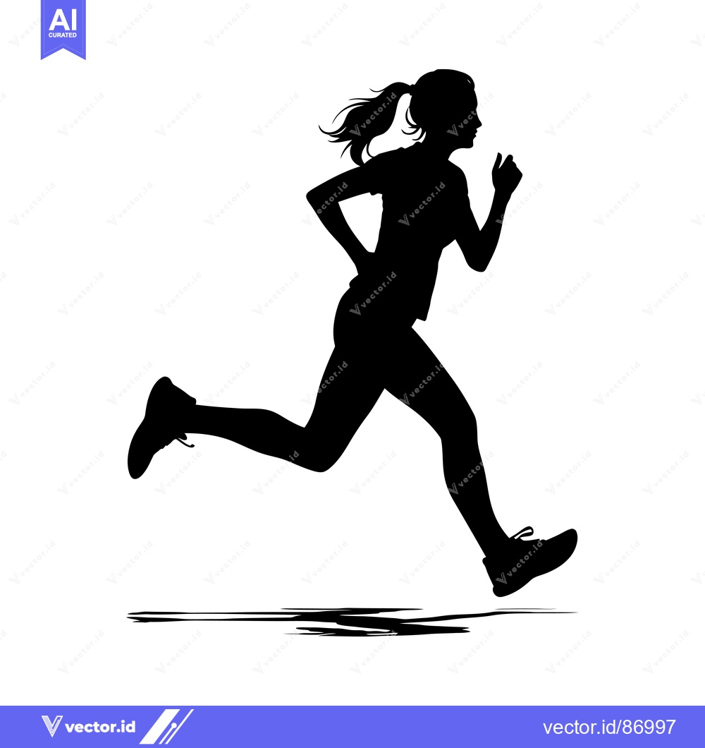 Premium Vector dari Silhouette of a Woman Running with a Ponytail