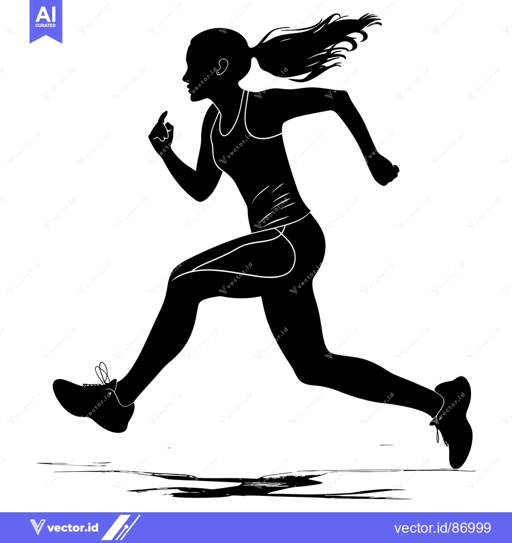 Premium Vector of Silhouette of a Woman Running in Athletic Gear