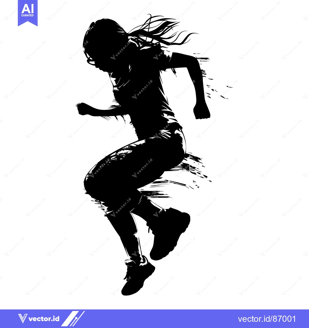 Premium Vector of Silhouette of a female athlete running with her hair flowing in the wi