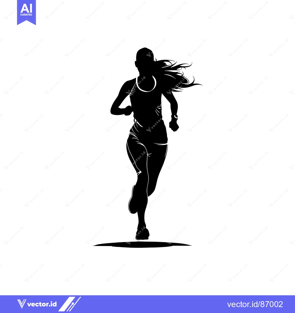 Premium Vector dari Silhouette of a Woman Running with Long Hair Flowing