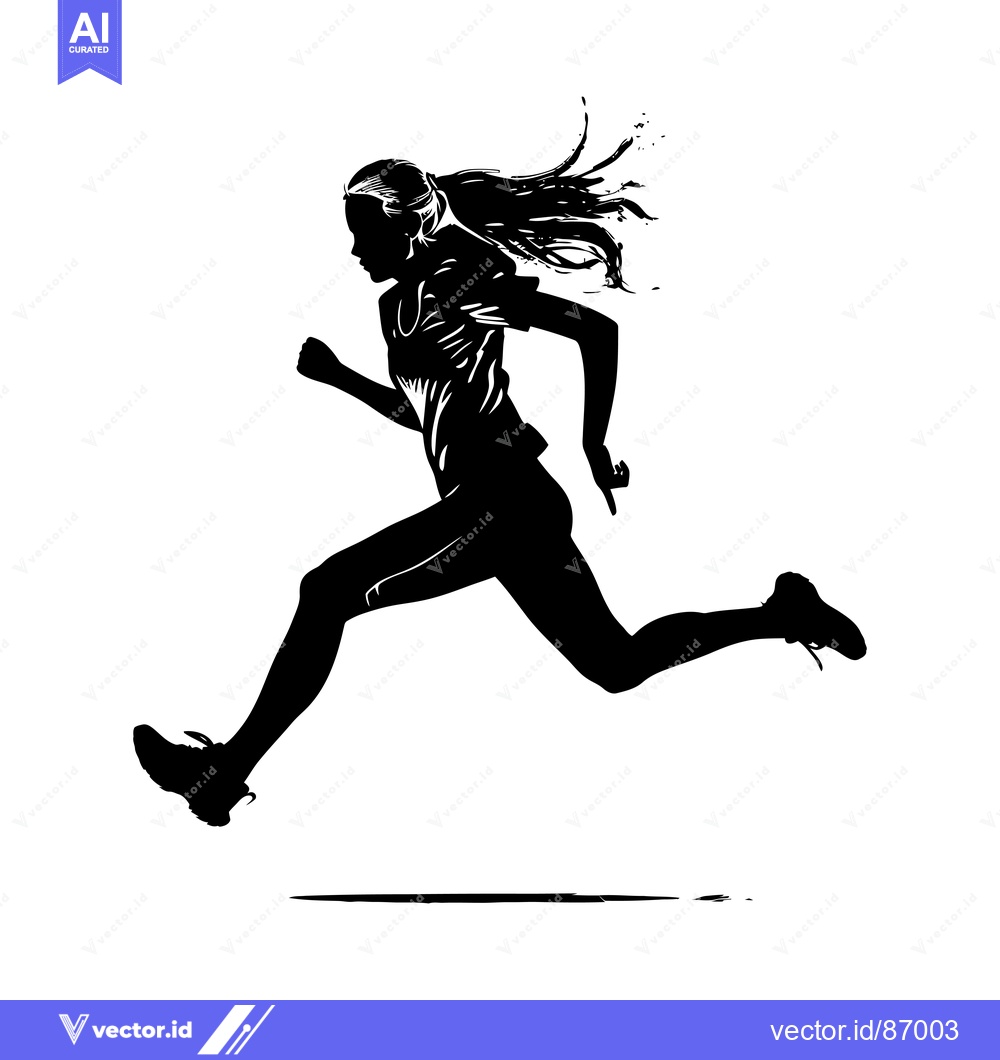 Premium Vector of Silhouette of a woman running with windblown hair