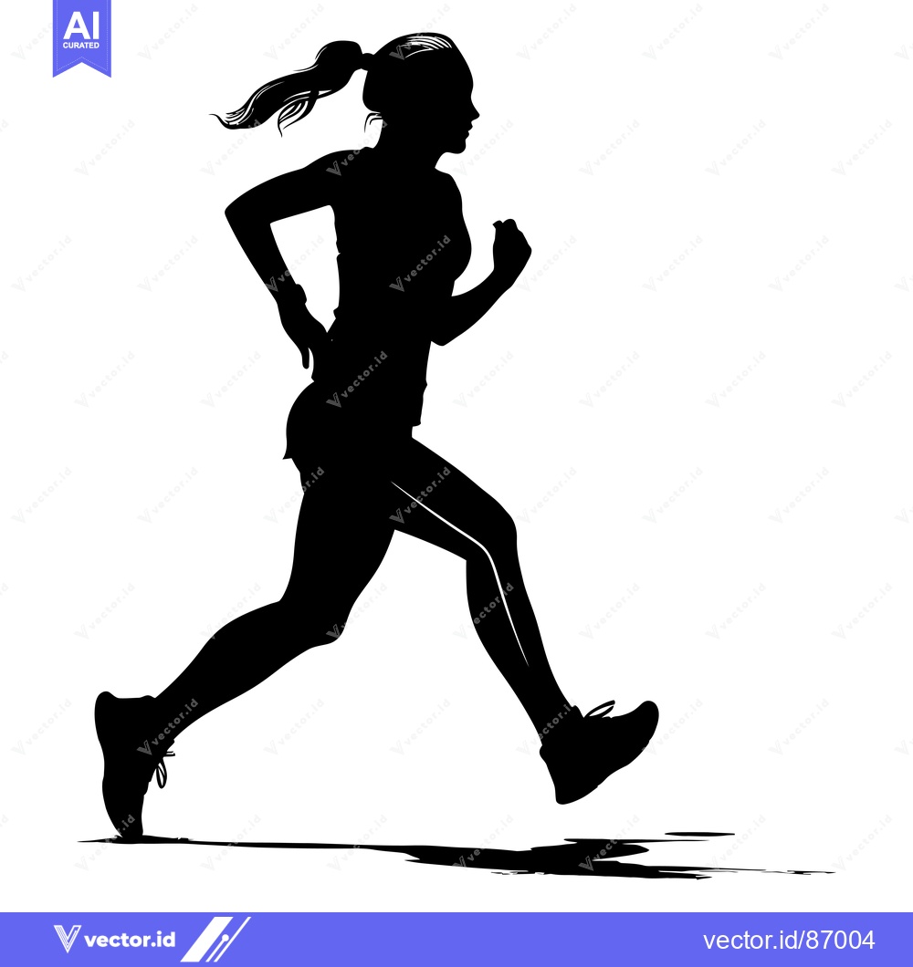 Premium Vector of Silhouette of a Female Runner in Motion