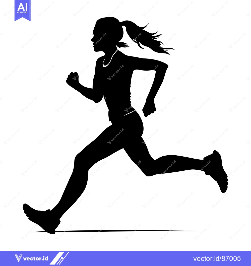Premium Vector dari Silhouette of a Woman Running with Hair in a Ponytail