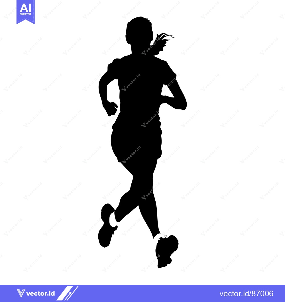 Premium Vector of Silhouette of a Woman Running with Her Hair Flowing