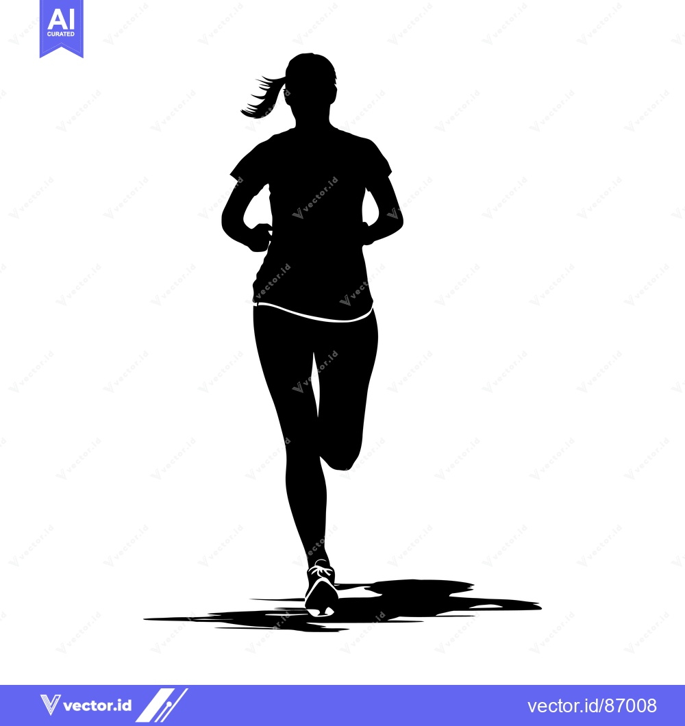 Premium Vector dari Silhouette of a Woman Running with a Ponytail