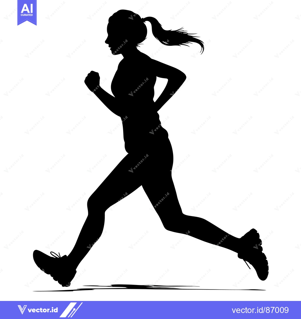 Premium Vector dari Silhouette of a Woman Running with Ponytail
