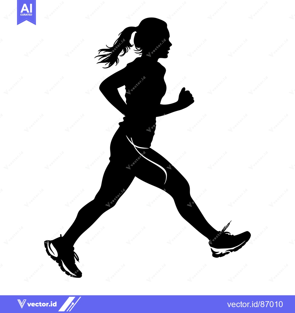 Premium Vector of Silhouette of a Woman Running with a Ponytail