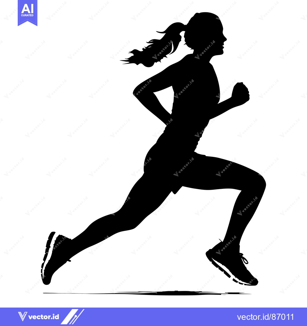 Premium Vector of Silhouette of a Woman Running with Her Hair Tied Up