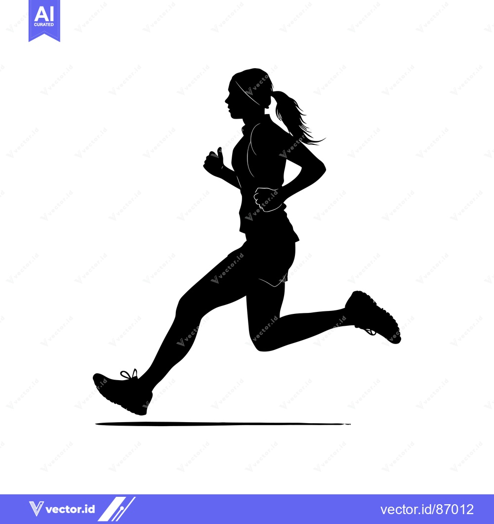Premium Vector dari Silhouette of a Woman Running with a Ponytail