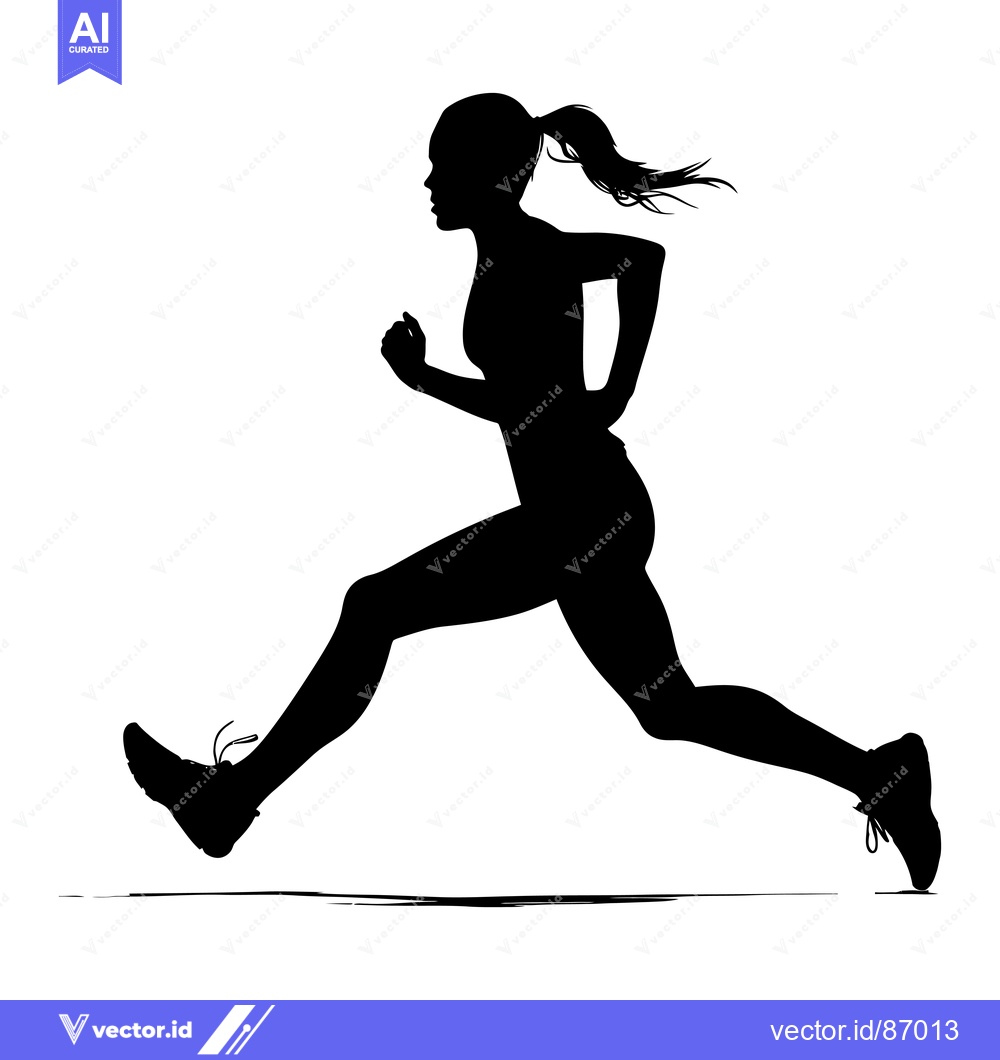 Premium Vector of Silhouette of a Female Runner in Mid-Stride