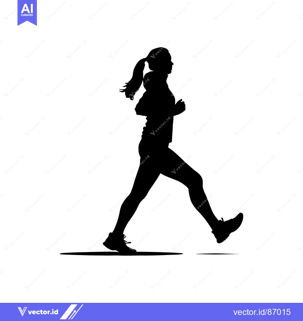 Premium Vector dari Silhouette of a Woman Running with Ponytail