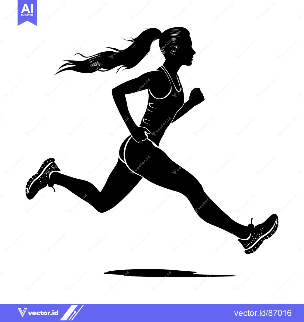 Premium Vector dari Silhouette of a Woman Running with Her Hair in a Ponytail