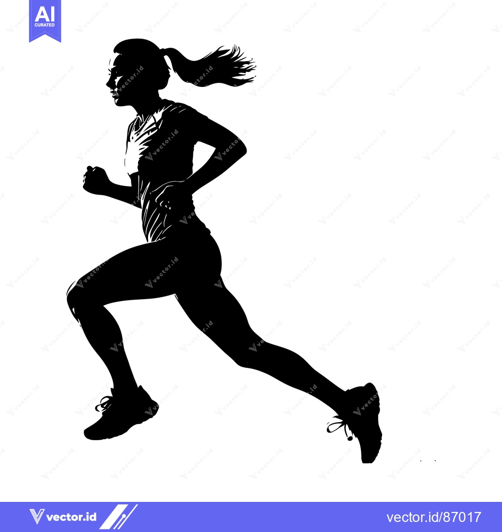 Premium Vector of Silhouette of a Woman Running with Long Hair Flowing