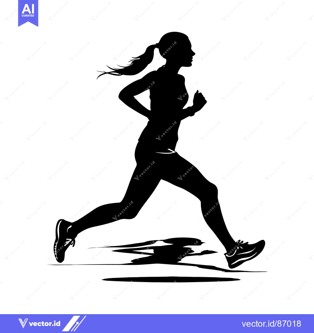 Premium Vector of Silhouette of a Woman Running with Her Hair Tied Up in a Ponytail