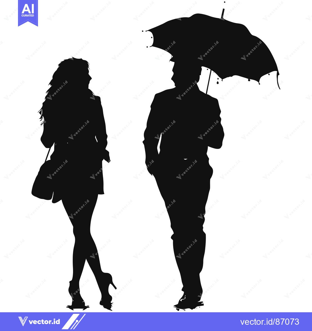 Premium Vector dari Silhouette of a Woman and Man with an Umbrella