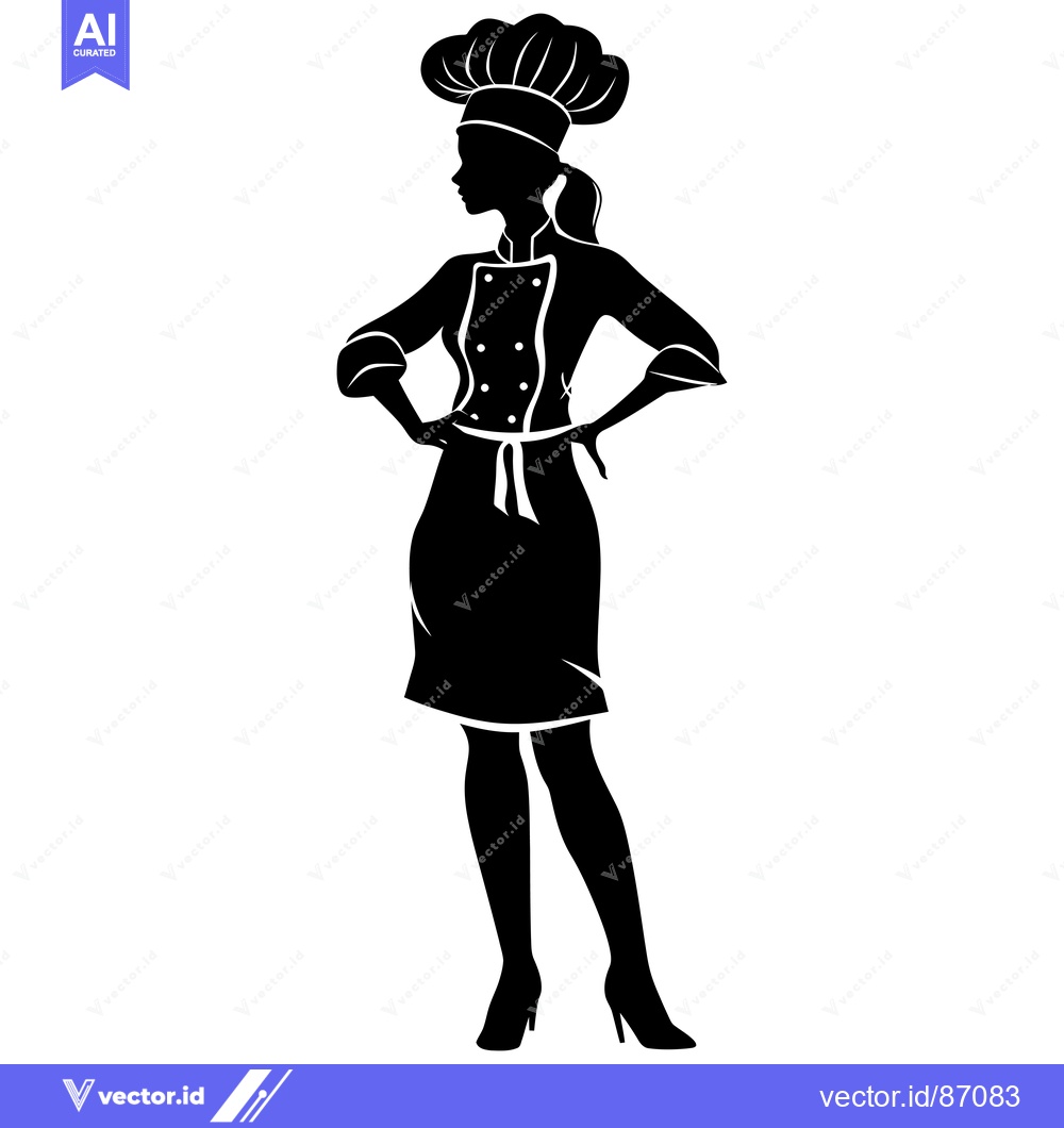 Premium Vector of Silhouette of a Woman in a Chef's Uniform and Hat