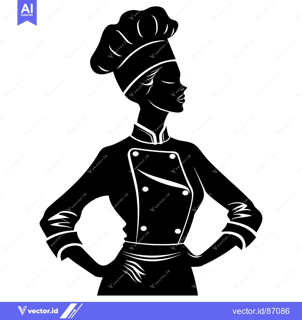 Premium Vector of Silhouette of a Woman Wearing a Chef's Hat and Uniform
