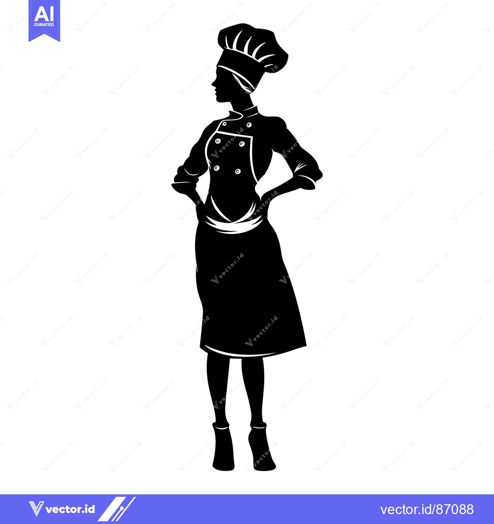 Premium Vector dari Silhouette of a Female Chef in Uniform