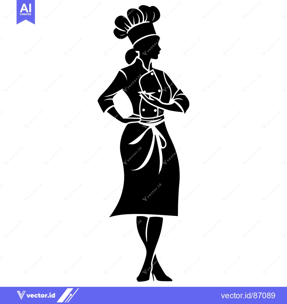Premium Vector dari Silhouette of a Female Chef with Arms Crossed