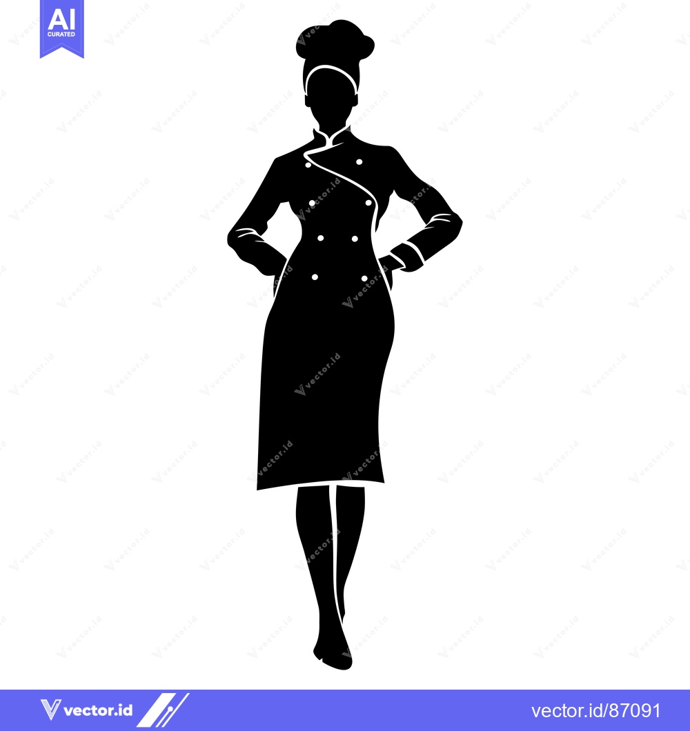 Premium Vector dari Silhouette of a Female Chef with Hands on Hips