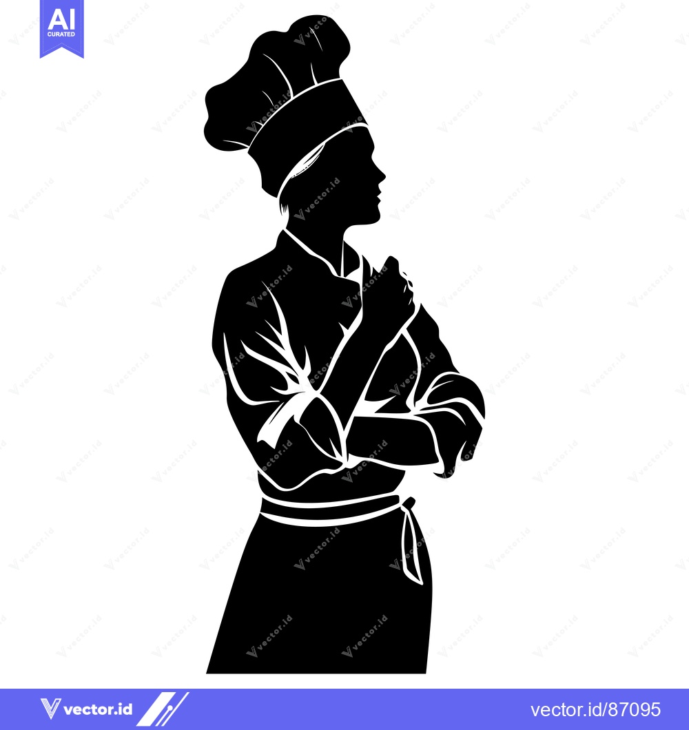 Premium Vector of Silhouette of a female chef with arms crossed