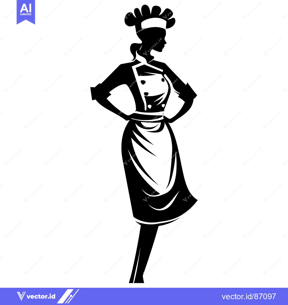 Premium Vector dari Silhouette of a female chef with hands on hips