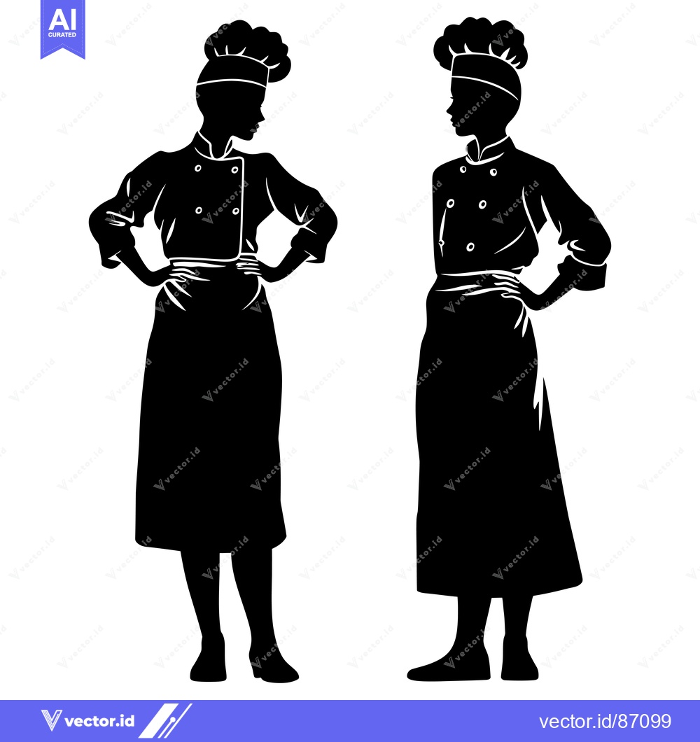 Premium Vector dari Two Female Chefs in Silhouette with Hands on Hips