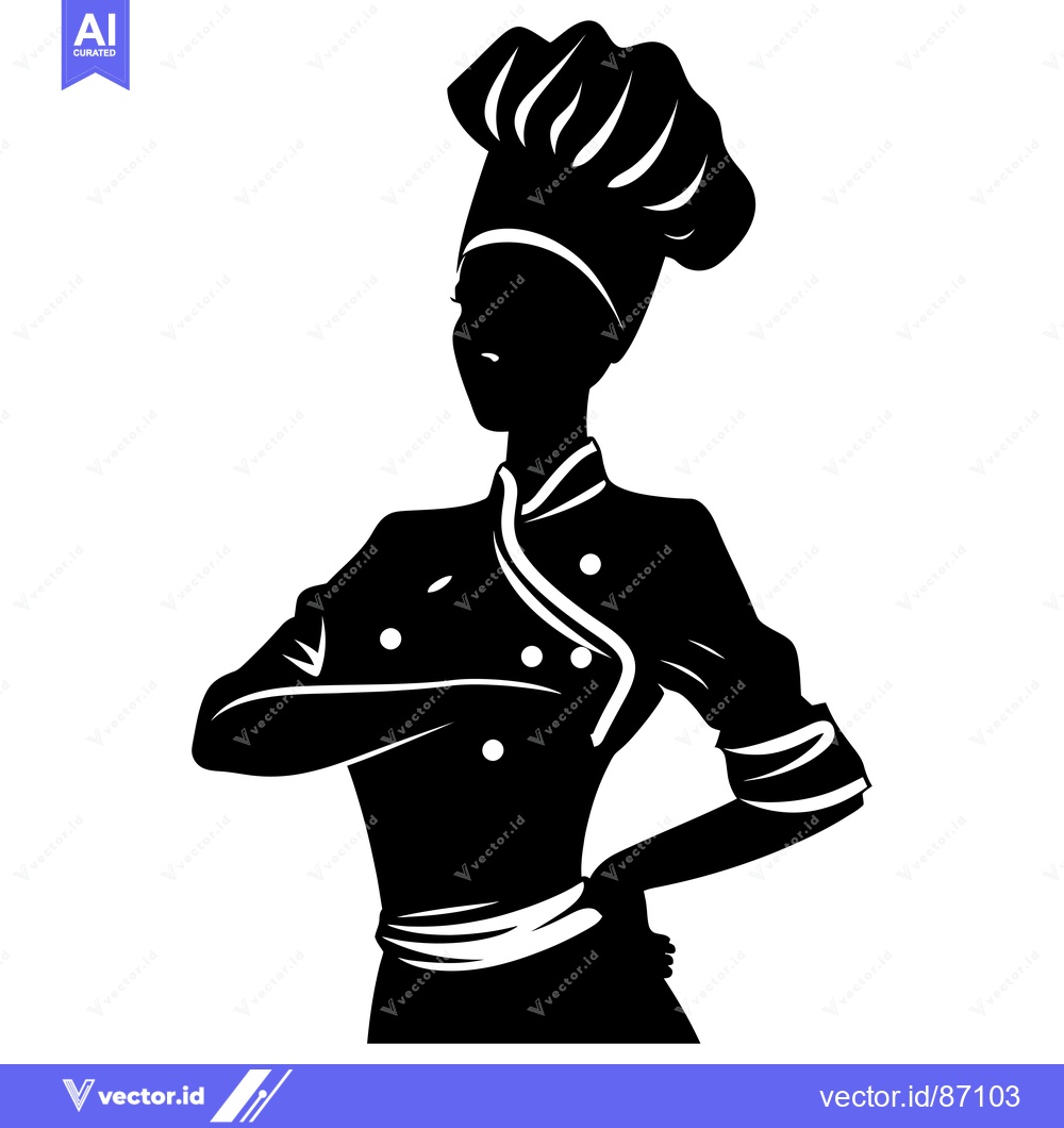 Premium Vector of Silhouette of a Female Chef with Arms Crossed