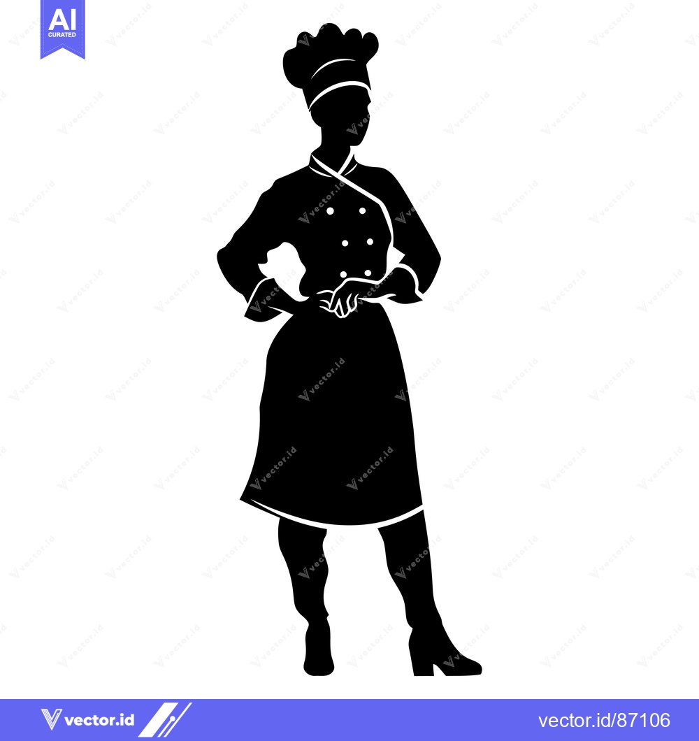 Premium Vector of Silhouette of a Female Chef Standing with Hands Crossed