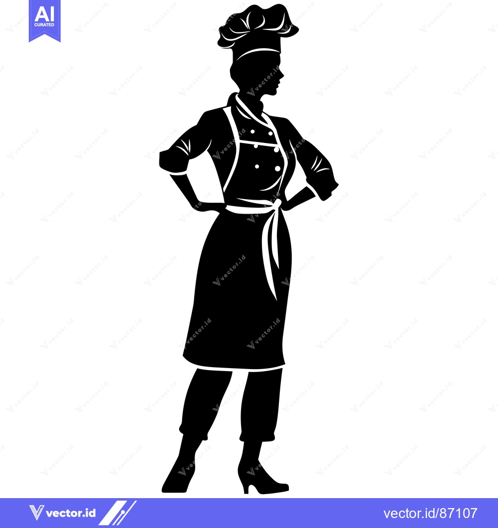 Premium Vector of Silhouette of a Female Chef with Hands on Hips
