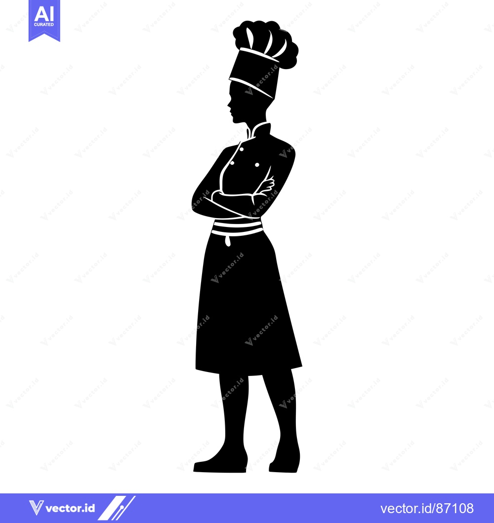 Premium Vector dari Silhouette of a Female Chef with Arms Crossed