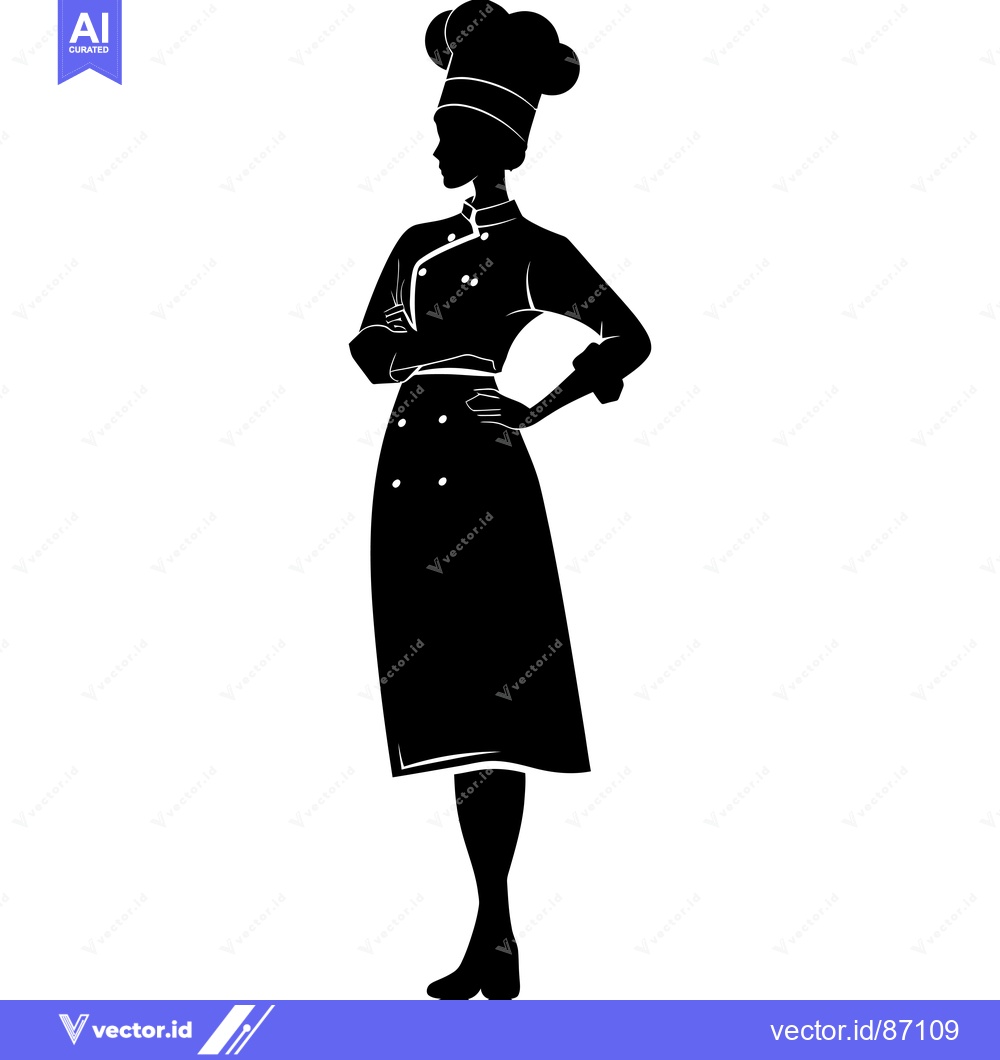 Premium Vector dari Silhouette of a Female Chef with Arms Crossed and Hand on Hip
